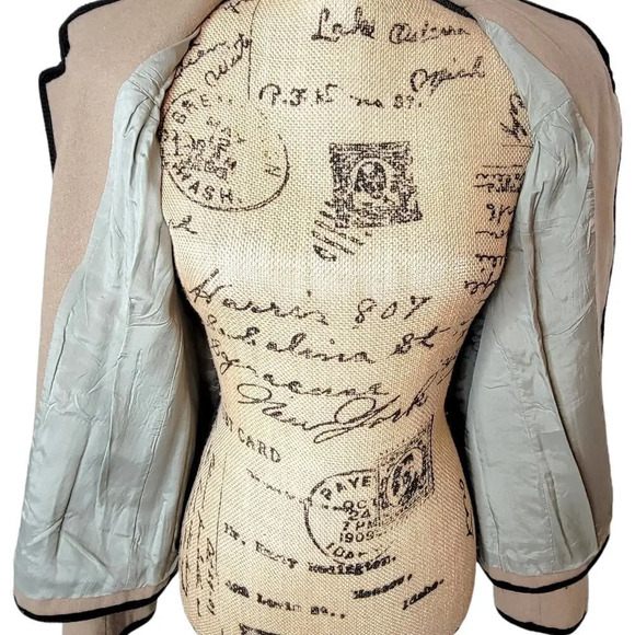 ELLIOTT BASS NEW YORK Women's Vintage Wool Embroidered Trim Jacket Size 8 Beige - Picture 4 of 16